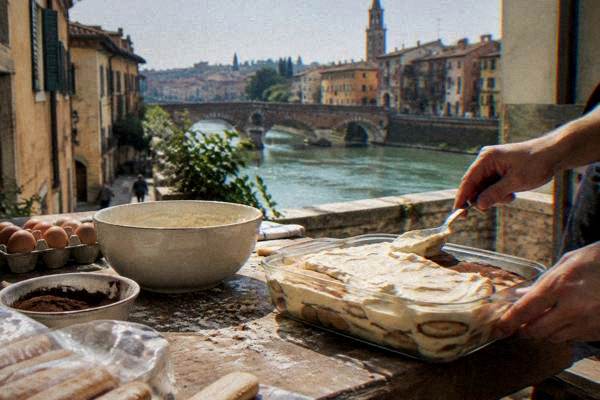 Fresh pasta being rolled on a wooden table in a kitchen